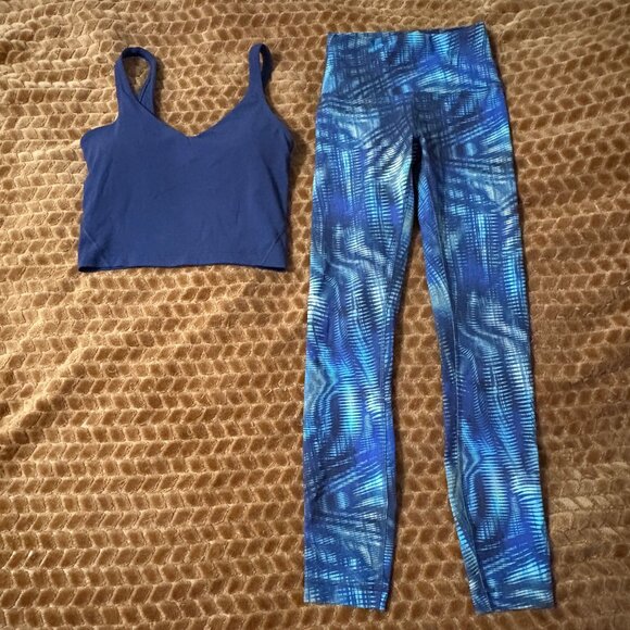lululemon athletica Pants - Lululemon Align Tank Top Wunder Train High-Rise Tights 25" Blue Leggings Lot 2
